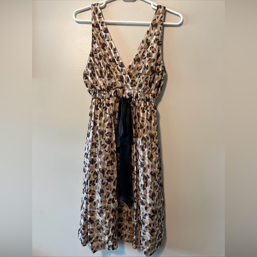 Women’s BCBGMAXAZRIA Size 4 Brown Tan Black Sleeveless Dress Adjustable Straps